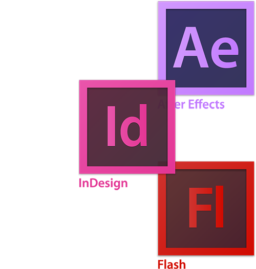 after effects, indesign, flash