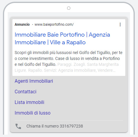 baie portofino annuncio google adwords