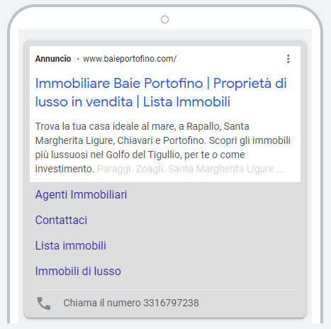 baie portofino annuncio google adwords